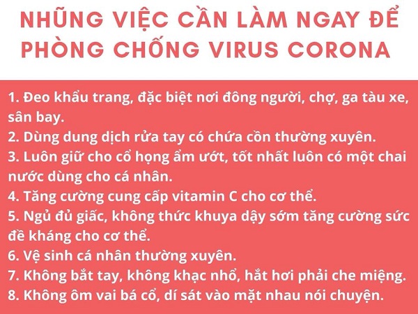 Các biện pháp phòng ngừa dịch virus corona